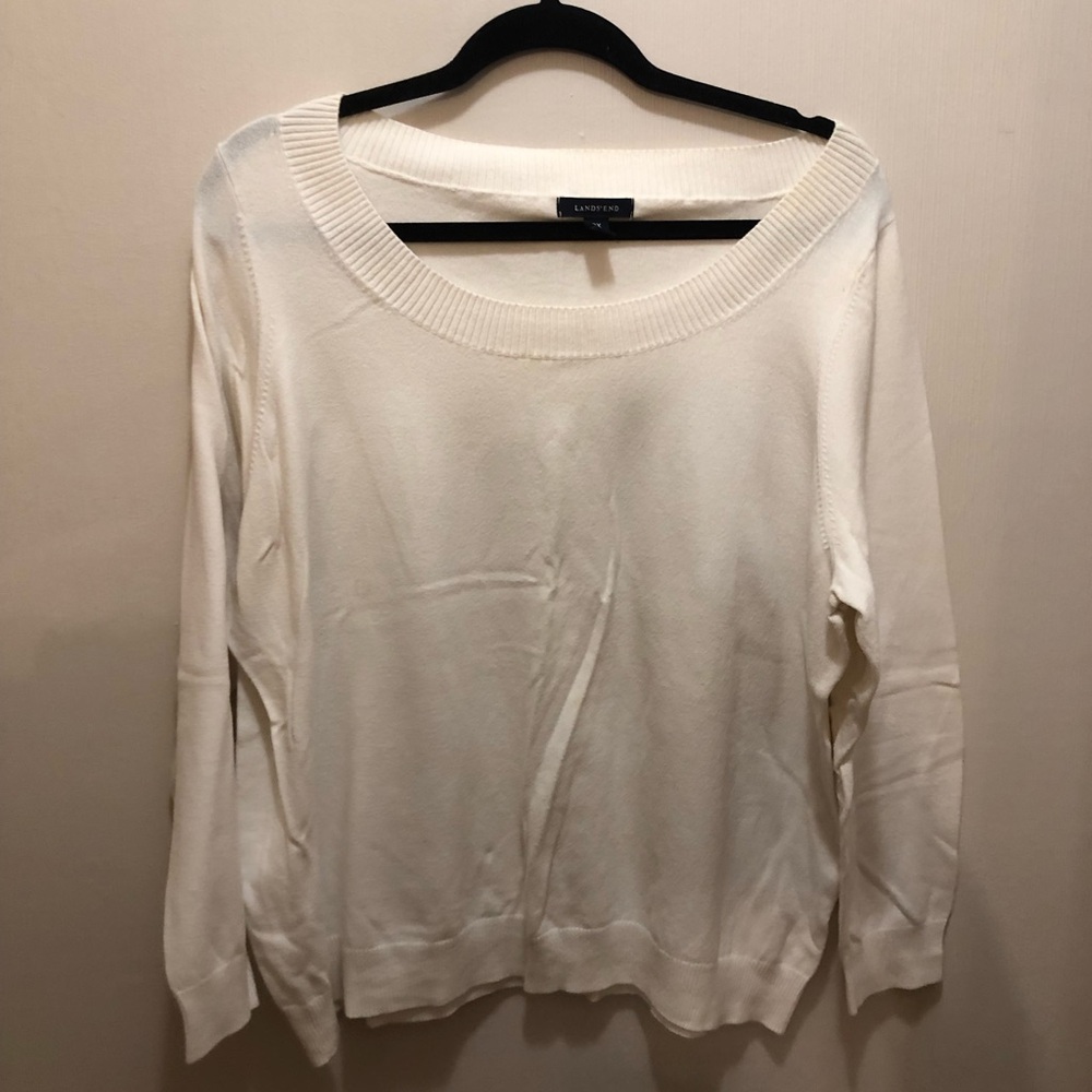 Lands' End Cream Crew Neck Sweater